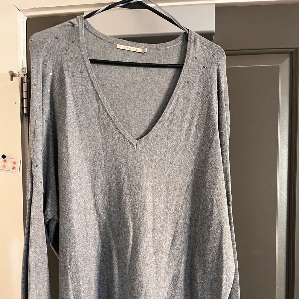 Gray V-Neck Sweater